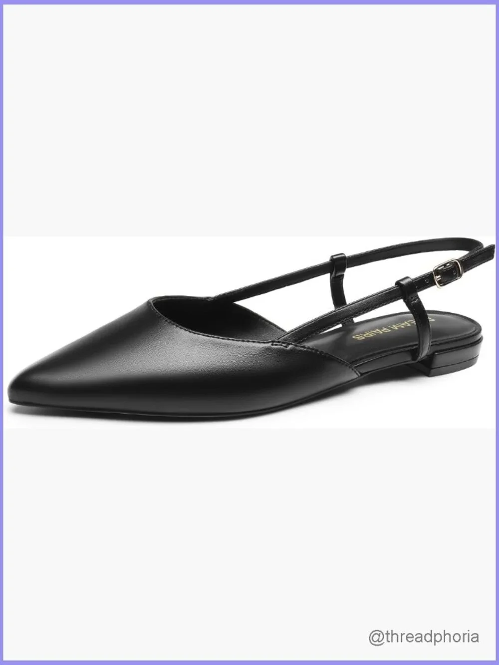 Pointed Toe Slingback Flats with Buckle Strap Lightweight Low Heel Office Work